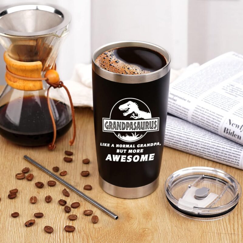 Funslive® 'DADDYSAURUS' Double Wall Stainless Steel Tumbler