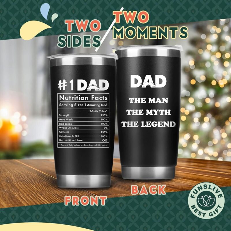 Funslive® Dad Nutrition Facts Double Wall Stainless Steel Tumbler