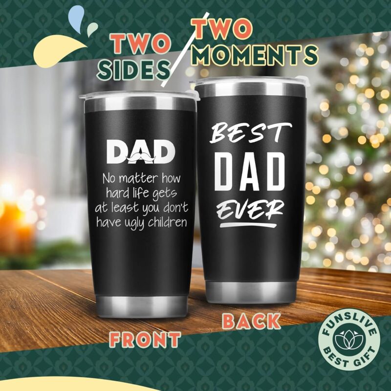 Funslive® 'Dad Ugly Children' Double Wall Stainless Steel Tumbler