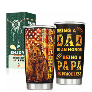 Funslive® 'Papa Bear' Double Wall Stainless Steel Tumbler